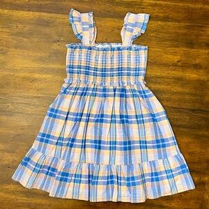 Janie and Jack Plaid Smocked Dress Sz 7 EUC
